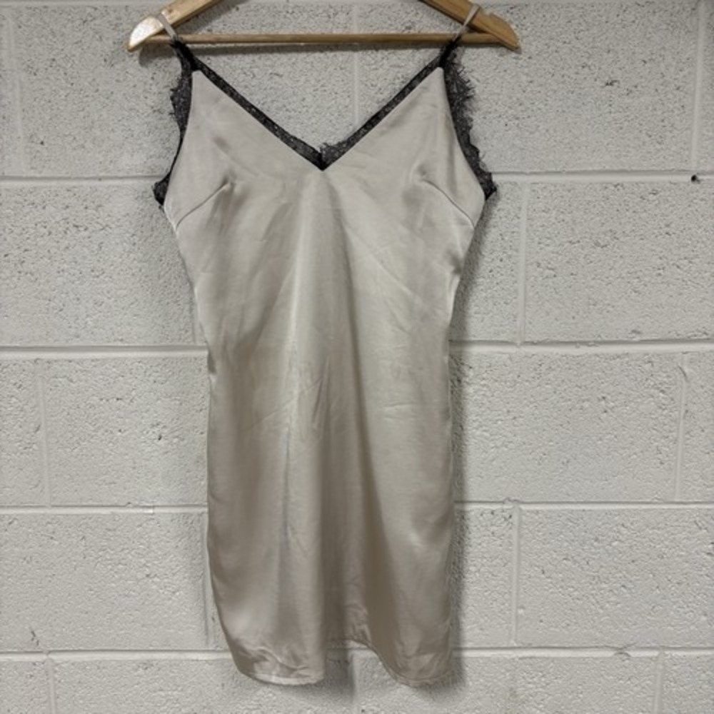 SEEK THE LABEL Satin Ivory Full Slip Dress Size S